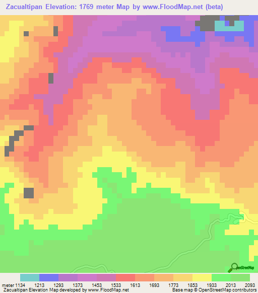 Zacualtipan,Mexico Elevation Map