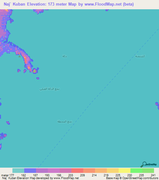 Naj` Kuban,Egypt Elevation Map