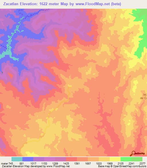 Zacatlan,Mexico Elevation Map