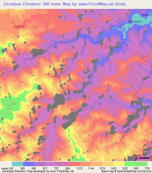 Zacatipan,Mexico Elevation Map