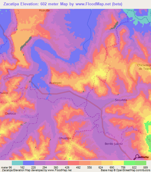 Zacatipa,Mexico Elevation Map