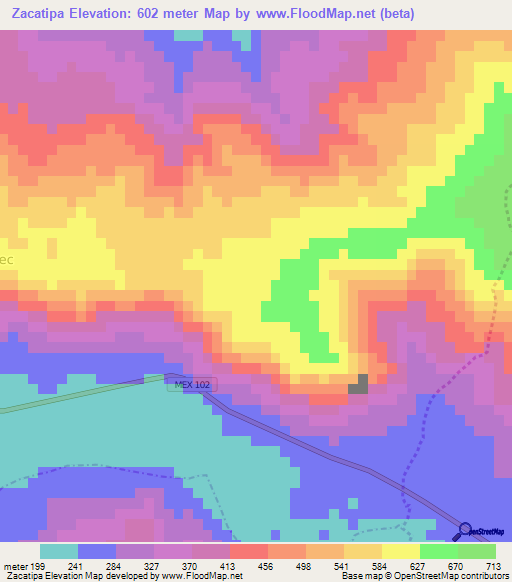 Zacatipa,Mexico Elevation Map