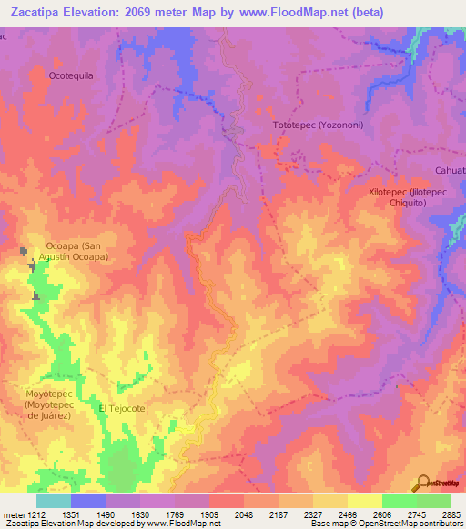 Zacatipa,Mexico Elevation Map