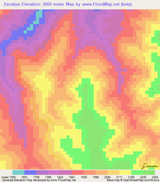 Zacatipa,Mexico Elevation Map