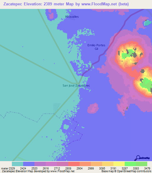 Zacatepec,Mexico Elevation Map