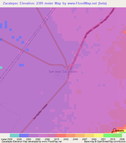 Zacatepec,Mexico Elevation Map