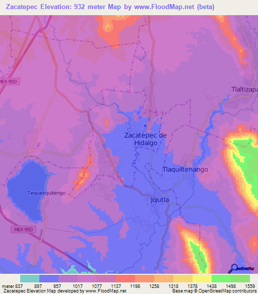 Zacatepec,Mexico Elevation Map