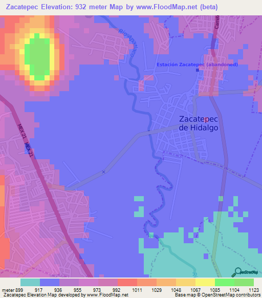 Zacatepec,Mexico Elevation Map