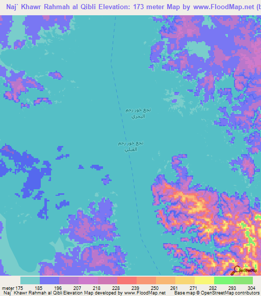 Naj` Khawr Rahmah al Qibli,Egypt Elevation Map