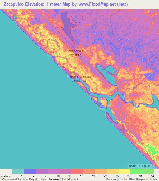 Zacapulco,Mexico Elevation Map