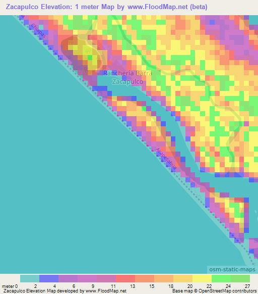 Zacapulco,Mexico Elevation Map