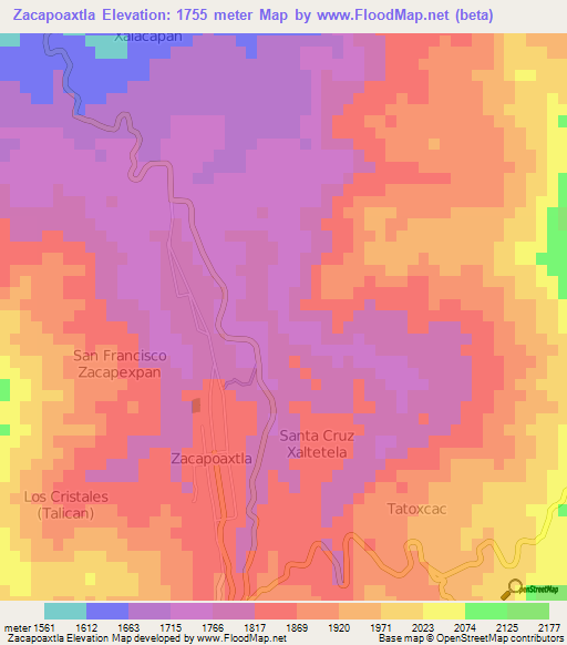 Zacapoaxtla,Mexico Elevation Map