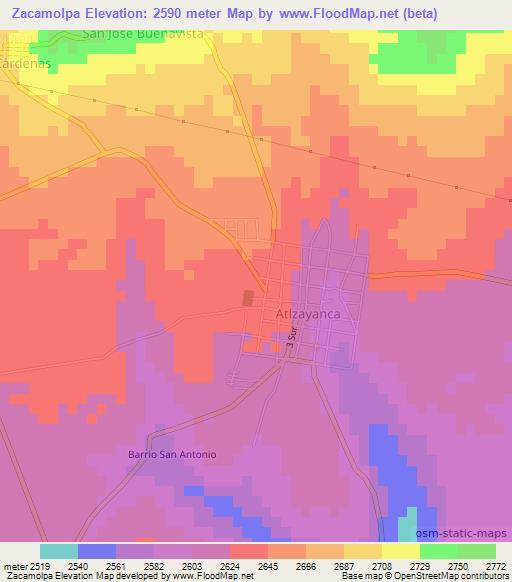 Zacamolpa,Mexico Elevation Map