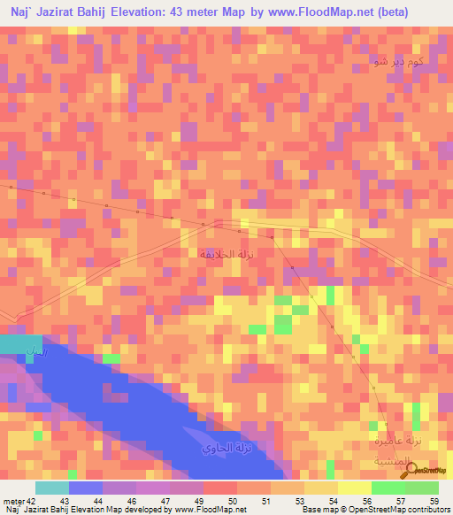 Naj` Jazirat Bahij,Egypt Elevation Map