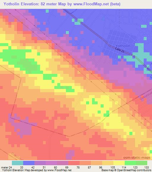 Yotholin,Mexico Elevation Map