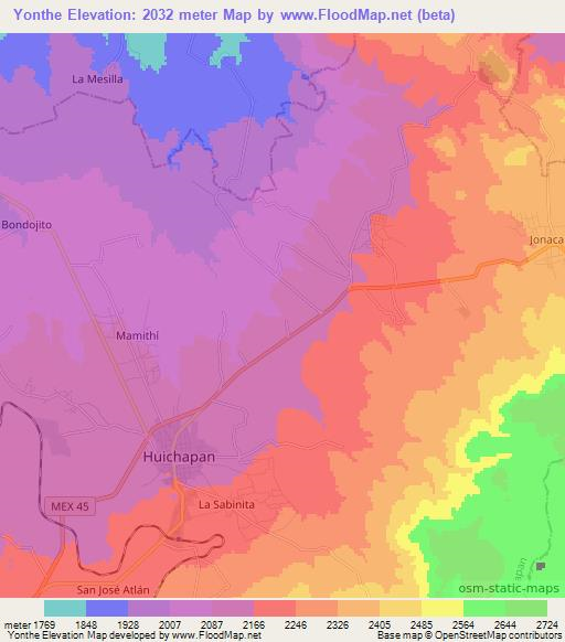 Yonthe,Mexico Elevation Map