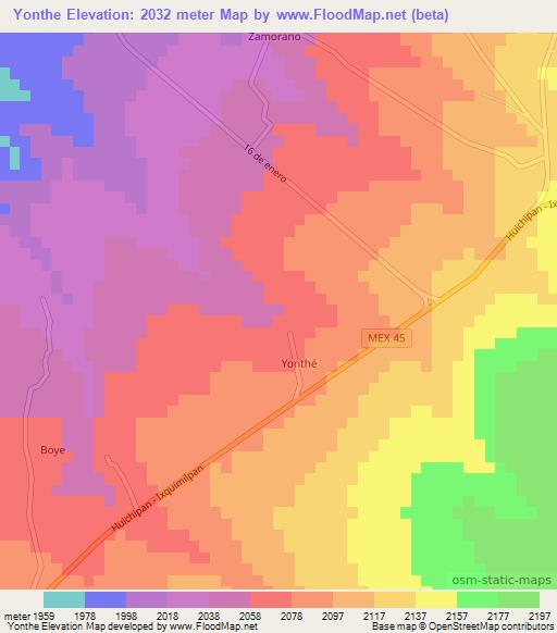 Yonthe,Mexico Elevation Map