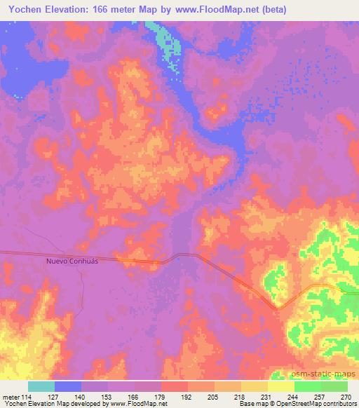 Yochen,Mexico Elevation Map