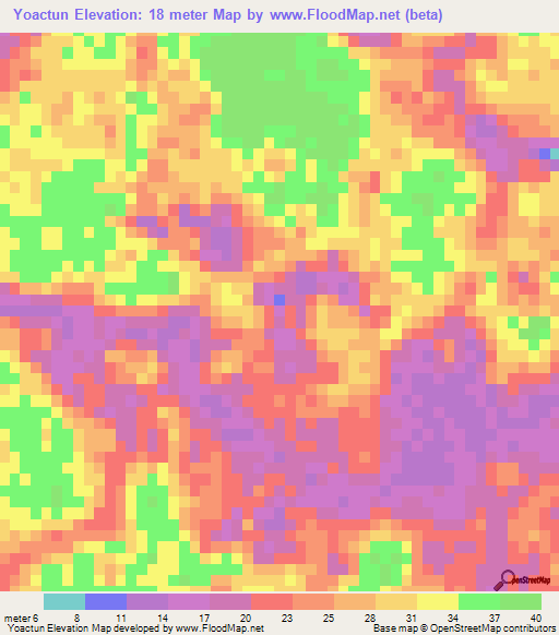 Yoactun,Mexico Elevation Map