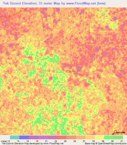 Yek Dzonot,Mexico Elevation Map