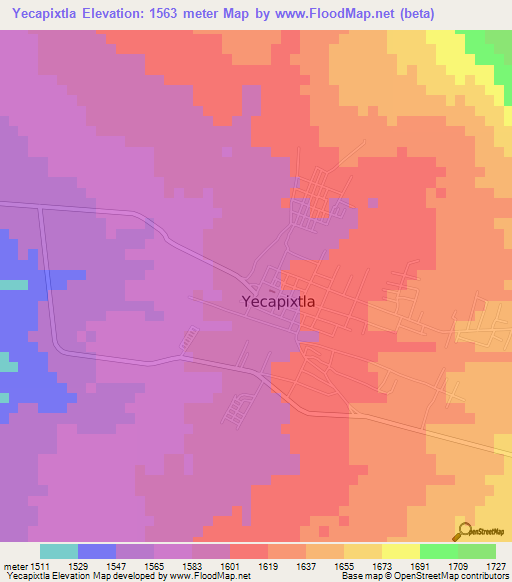 Yecapixtla,Mexico Elevation Map