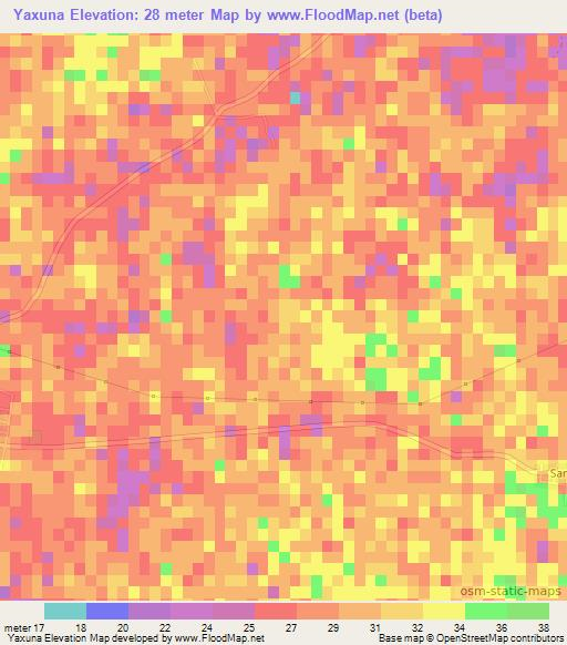 Yaxuna,Mexico Elevation Map