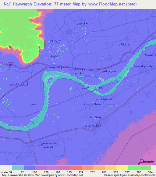 Naj` Hawwarah,Egypt Elevation Map