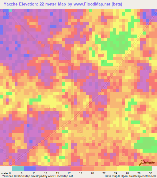 Yaxche,Mexico Elevation Map