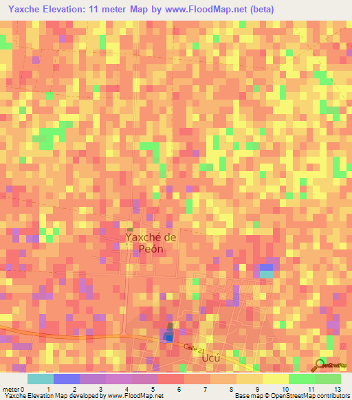 Yaxche,Mexico Elevation Map