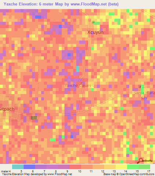 Yaxche,Mexico Elevation Map