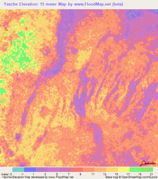 Yaxche,Mexico Elevation Map