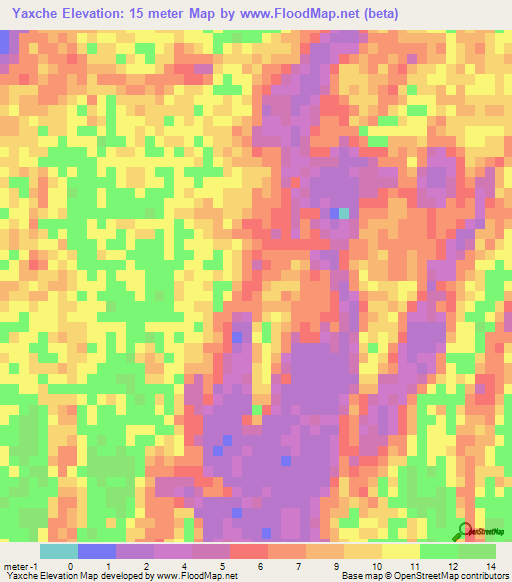 Yaxche,Mexico Elevation Map