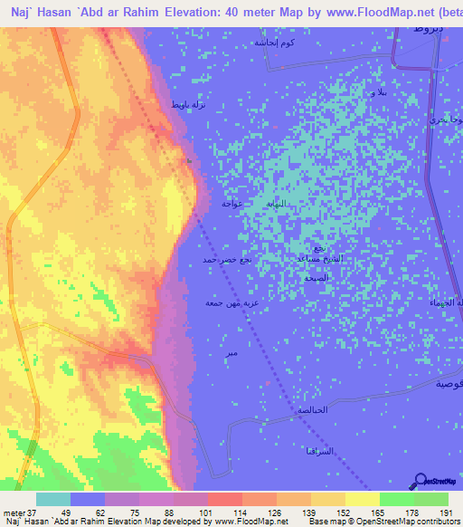 Naj` Hasan `Abd ar Rahim,Egypt Elevation Map