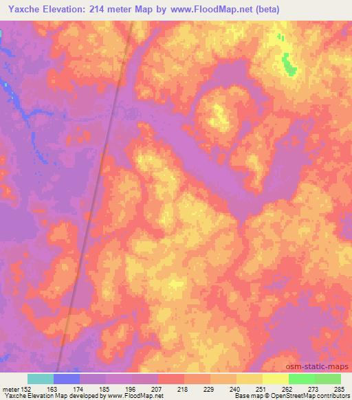 Yaxche,Mexico Elevation Map