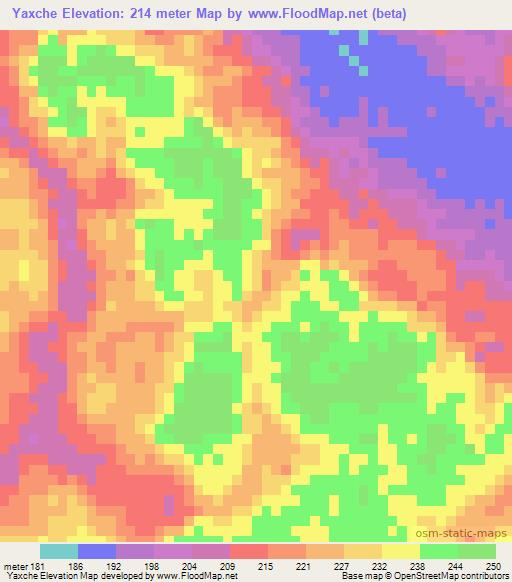 Yaxche,Mexico Elevation Map