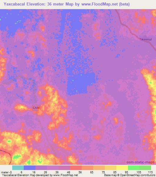 Yaxcabacal,Mexico Elevation Map