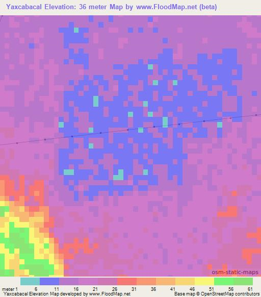 Yaxcabacal,Mexico Elevation Map