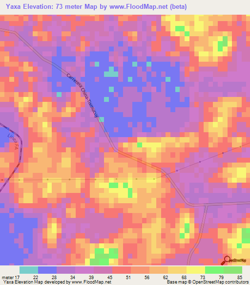 Yaxa,Mexico Elevation Map