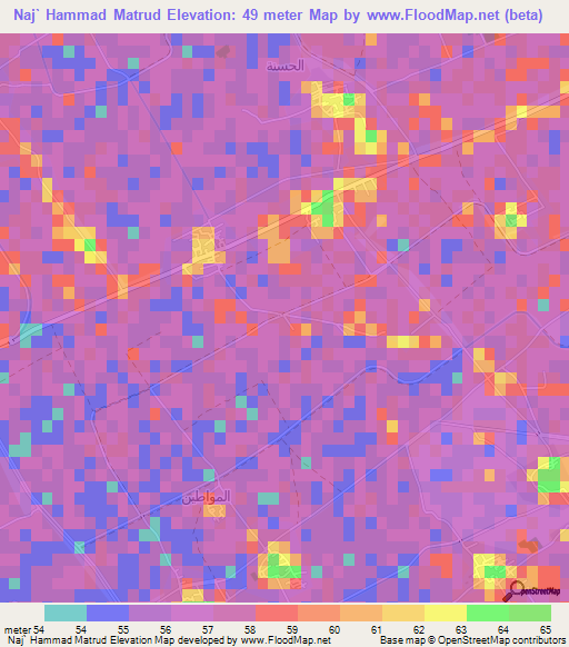 Naj` Hammad Matrud,Egypt Elevation Map