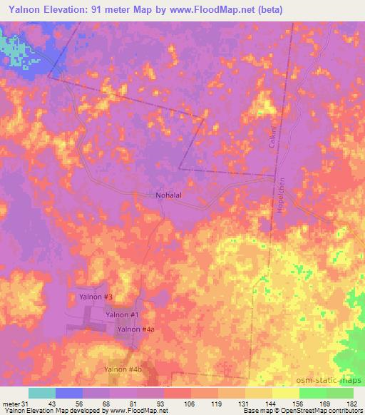 Yalnon,Mexico Elevation Map