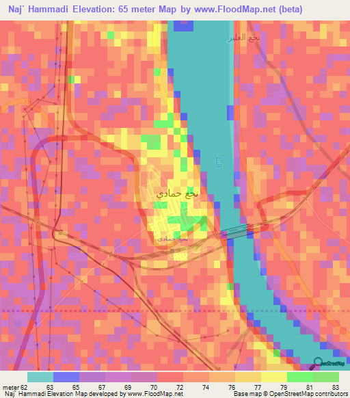 Naj` Hammadi,Egypt Elevation Map