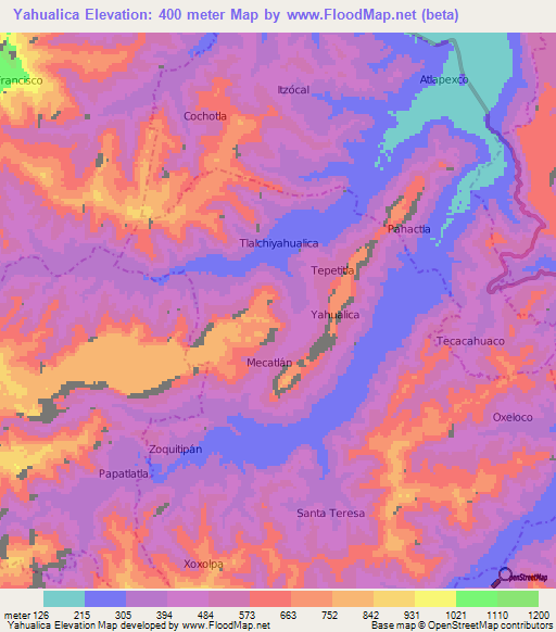 Yahualica,Mexico Elevation Map