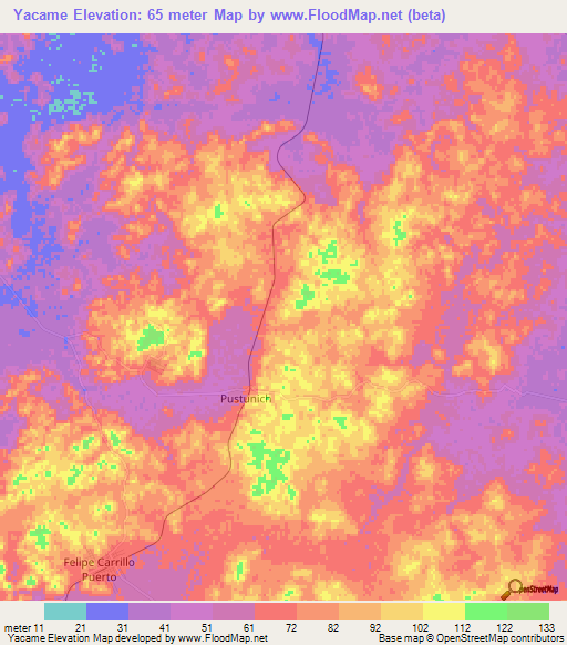 Yacame,Mexico Elevation Map