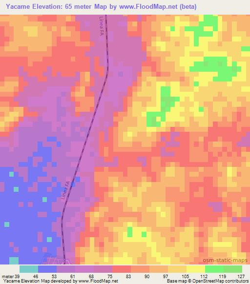 Yacame,Mexico Elevation Map