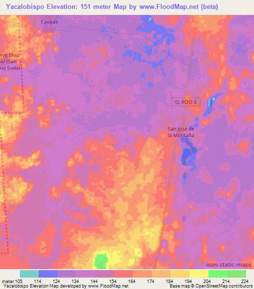 Yacalobispo,Mexico Elevation Map