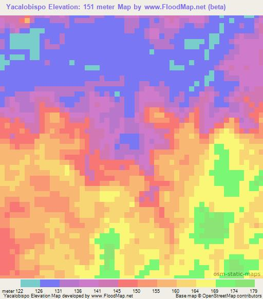 Yacalobispo,Mexico Elevation Map