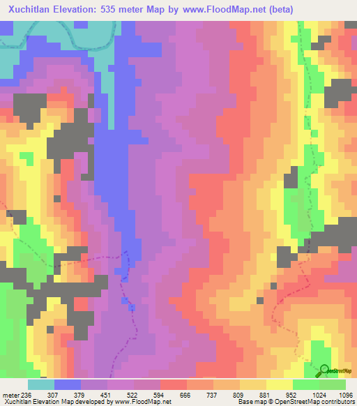 Xuchitlan,Mexico Elevation Map