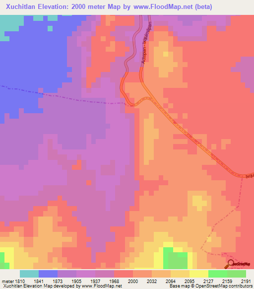 Xuchitlan,Mexico Elevation Map