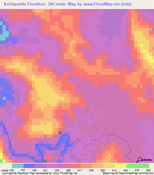 Xuchipantla,Mexico Elevation Map