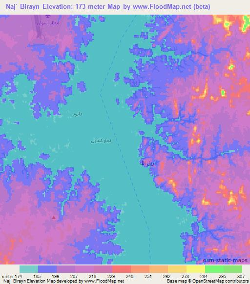 Naj` Birayn,Egypt Elevation Map